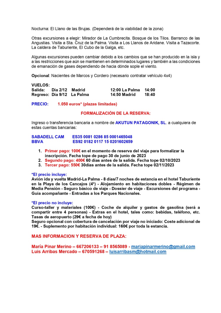 La Palma Mágica: Un viaje iniciático al corazón de La Palma a través de los 4 elementos del 2 al 9 de Diciembre 2023 La Palma Mágica: Un viaje iniciático al corazón de La Palma a través de los 4 elementos del 2 al 9 de Diciembre 2023