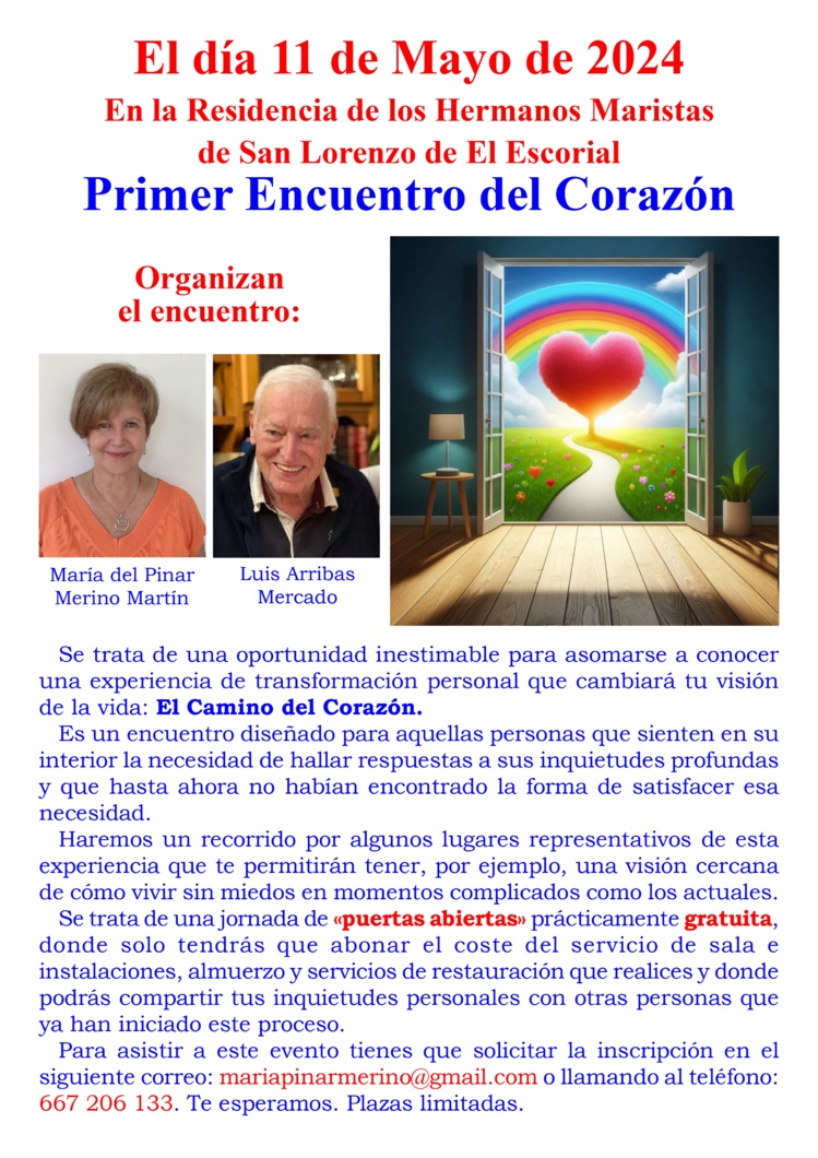 Primer Encuentro del Corazón - Jornada de puertas abiertas 11 de Mayo de 2024 Primer Encuentro del Corazón - Jornada de puertas abiertas 11 de Mayo de 2024