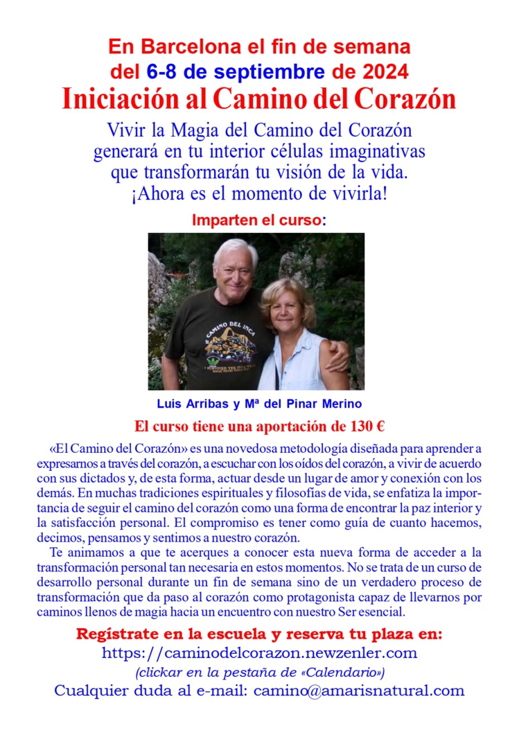 Talleres presenciales del Camino del Corazón en Barcelona y Madrid - Septiembre 2024