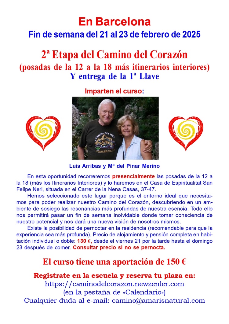 Próximos talleres del Camino del Corazón - 2025 Próximos talleres del Camino del Corazón - 2025